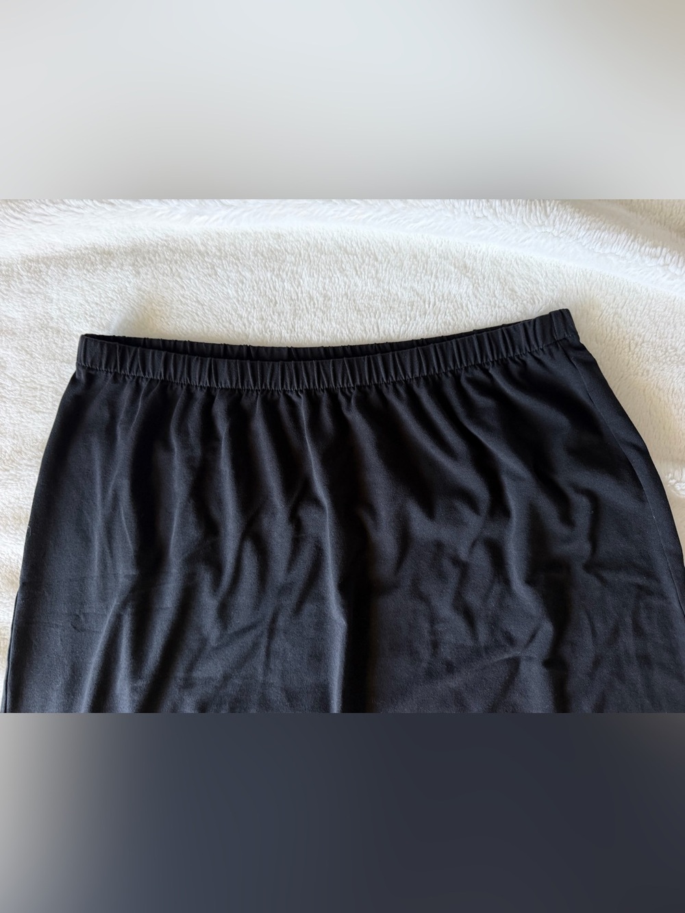 Eileen Fisher Black Stretch Jersey Knit A-Line Midi Skirt - Size Medium - Picture 2 of 11